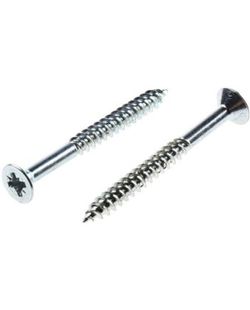 RS PRO Pozidriv Countersunk Steel Wood Screw, Bright Zinc Plated, No. 8 Thread, 1.3/4in Length