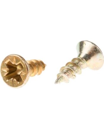 RS PRO Pozidriv Countersunk Steel Wood Screw, Yellow Passivated, Zinc Plated, 3.5mm Thread, 12mm Length