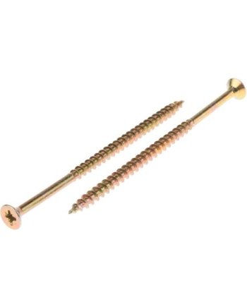 RS PRO Pozidriv Countersunk Steel Wood Screw, Yellow Passivated, Zinc Plated, 5mm Thread, 100mm Length