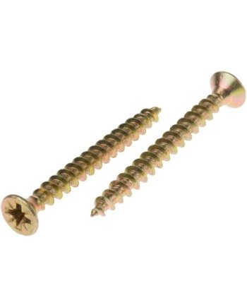 RS PRO Pozidriv Countersunk Steel Wood Screw, Yellow Passivated, Zinc Plated, 6mm Thread, 60mm Length