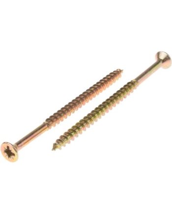RS PRO Pozidriv Countersunk Steel Wood Screw, Yellow Passivated, Zinc Plated, 6mm Thread, 100mm Length